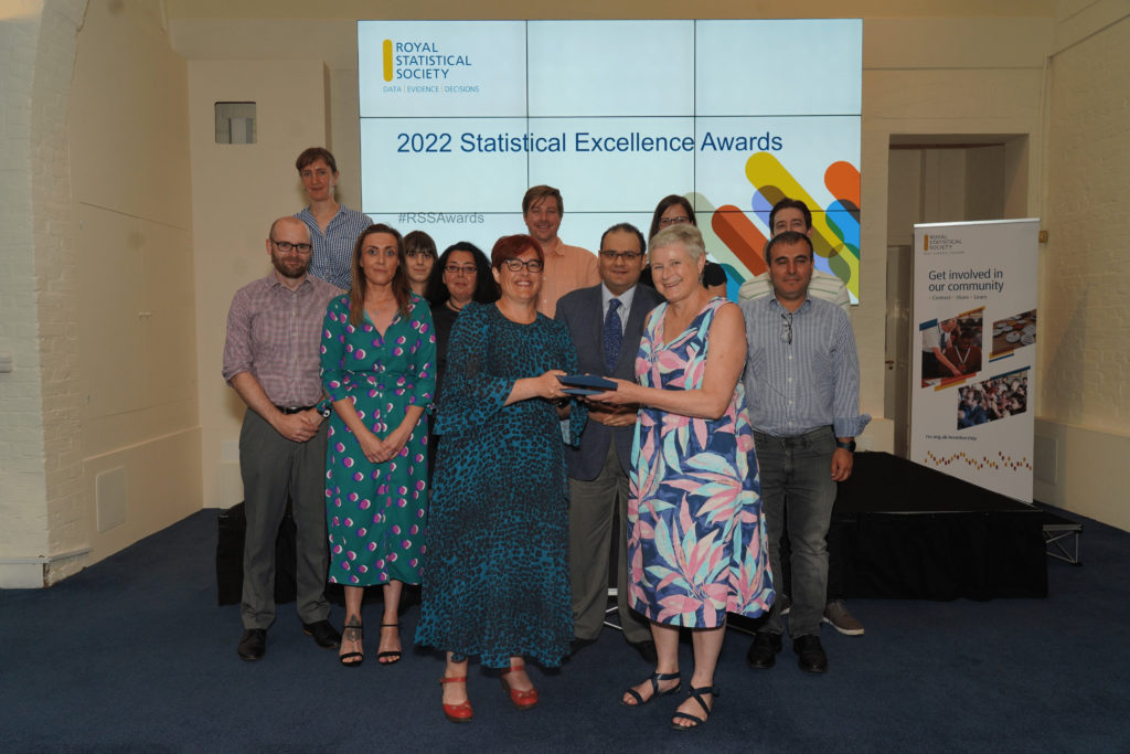 Members of the UKHSA COVID-19 dashboard team at the 2022 statistical excellence awards
