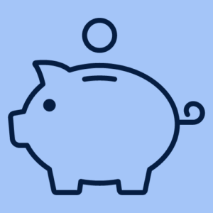 an icon of a coin falling into a piggy bank