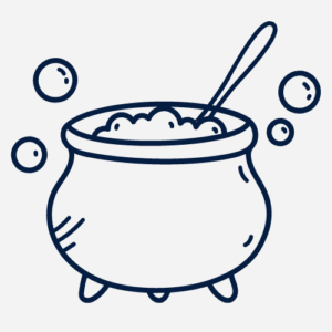 an icon showing a melting pot or cauldron bubbling