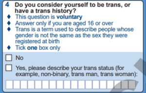 The question “Do you consider yourself to be trans, or have a trans history?”