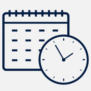 an icon of a calendar and clock face