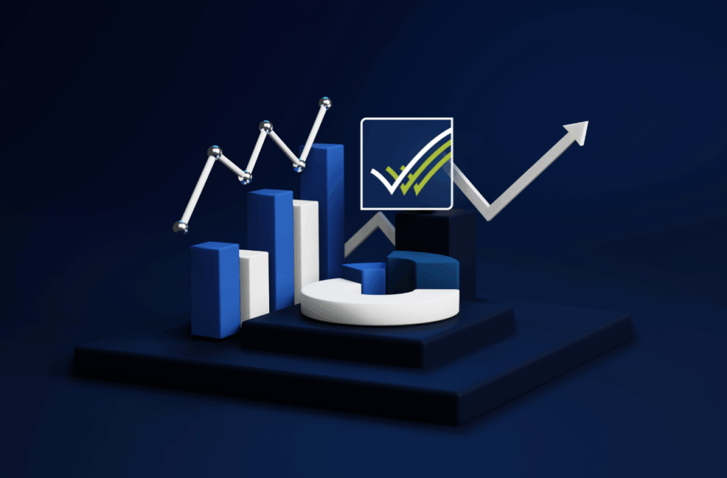 an abstract visual of data and graphs with the OSR logo