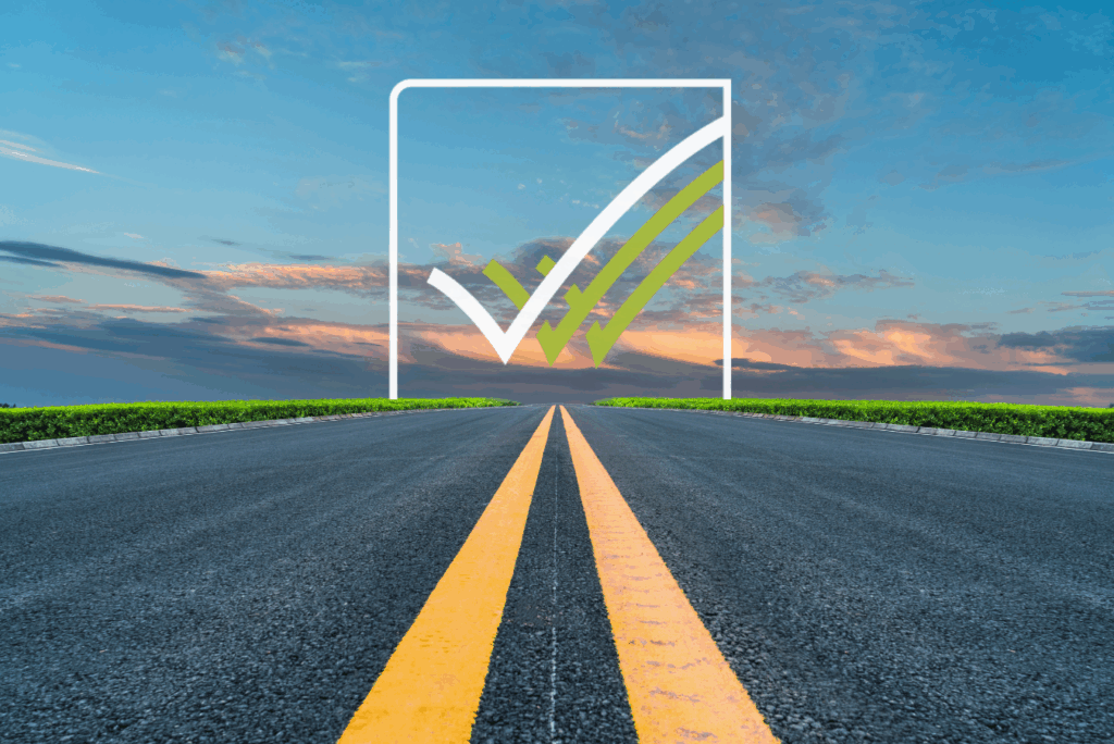 a picture of an open road with the OSR logo in the sky