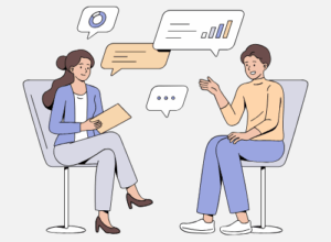 two cartoon people taking about statistics