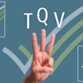 a hand holding up three fingers with the letters TQV above