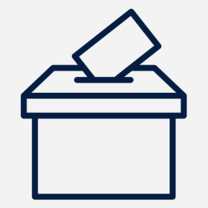 Decorative icon of a ballot box