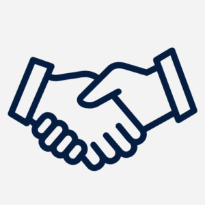 Decorative icon of a hand shake