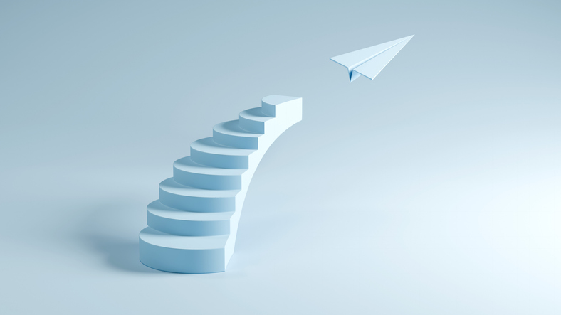 Decorative image of steps and an airplane
