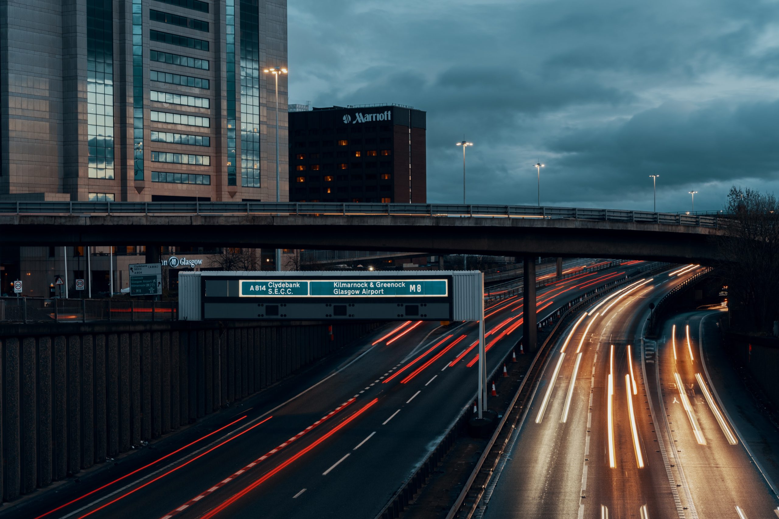 A motorway with traffic travelling along it