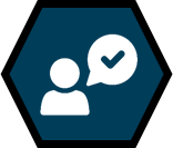 An icon of a silhouette with a speech bubble.