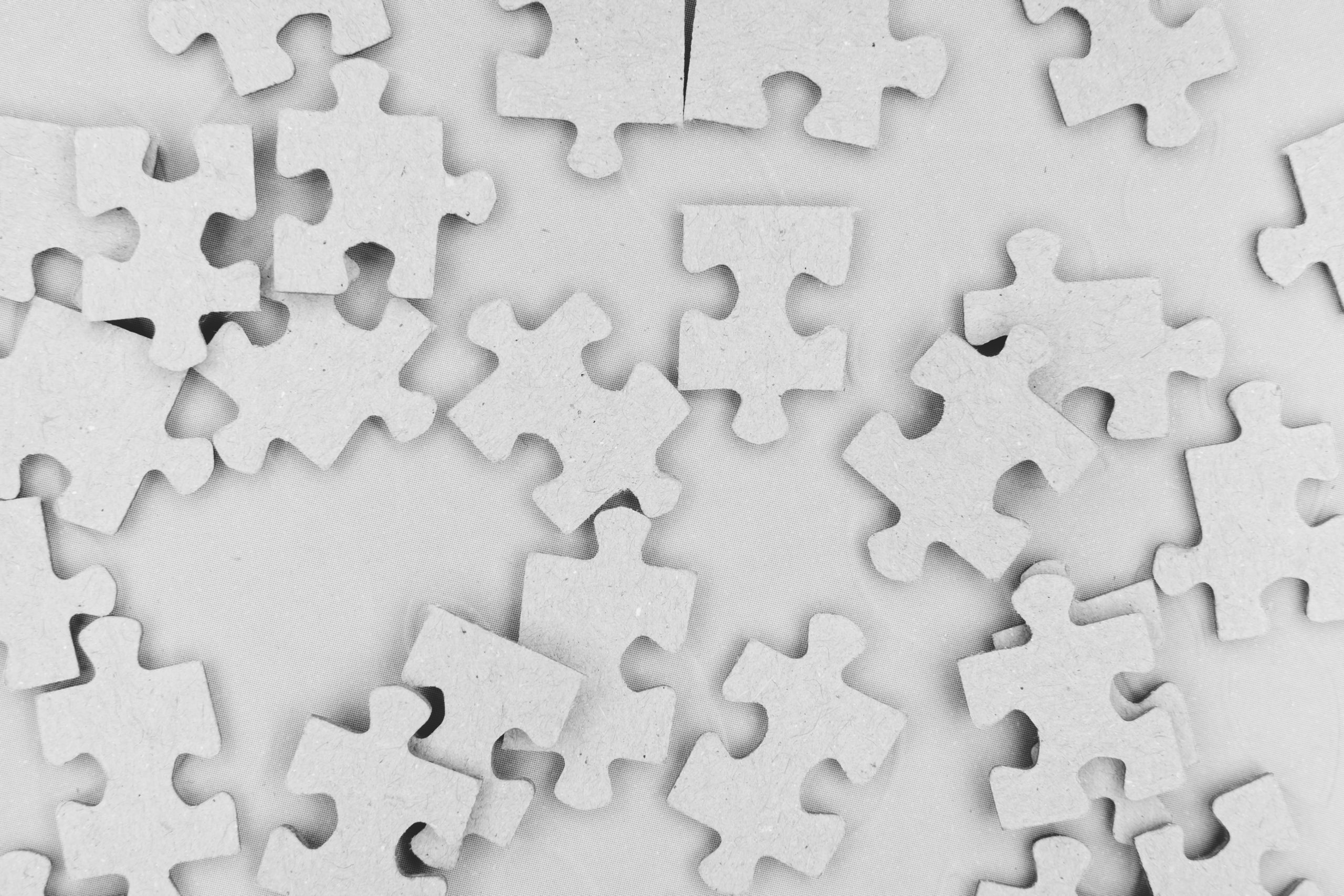 A photo of mixed puzzle pieces