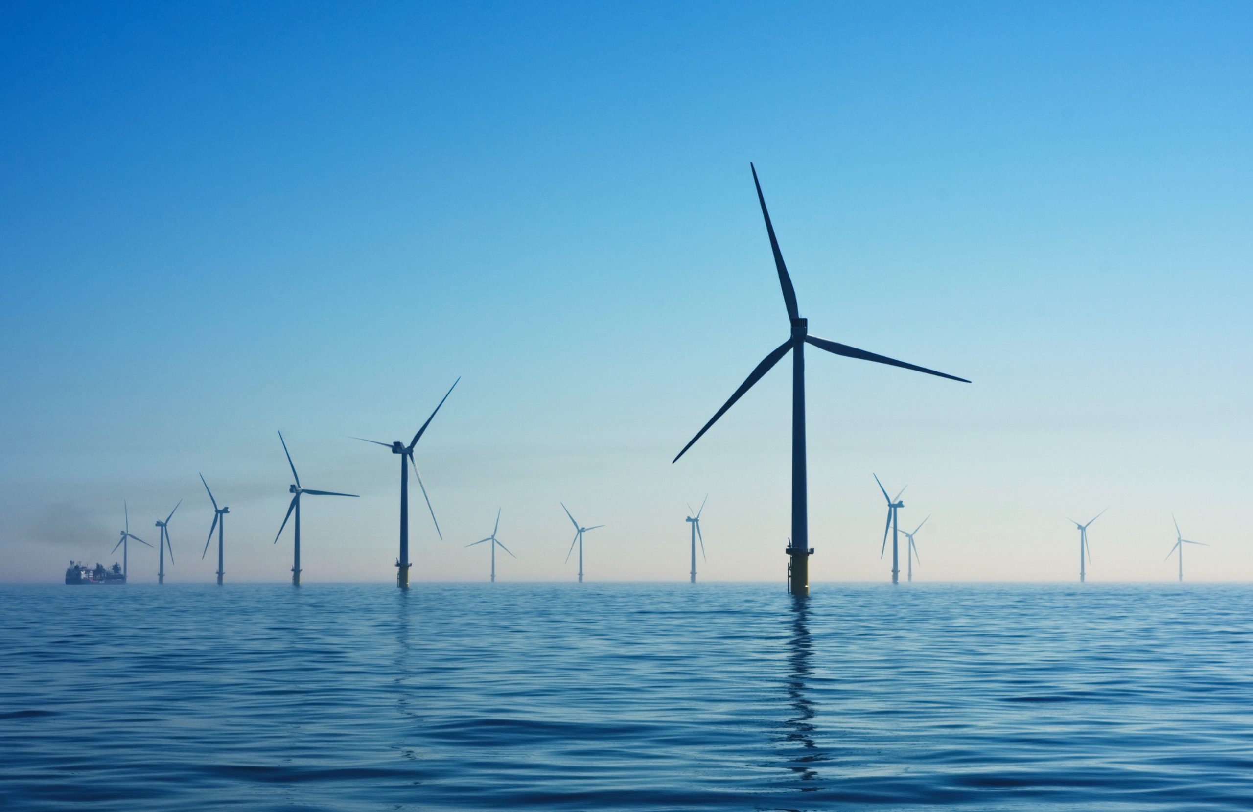 A photo of an offshore wind farm
