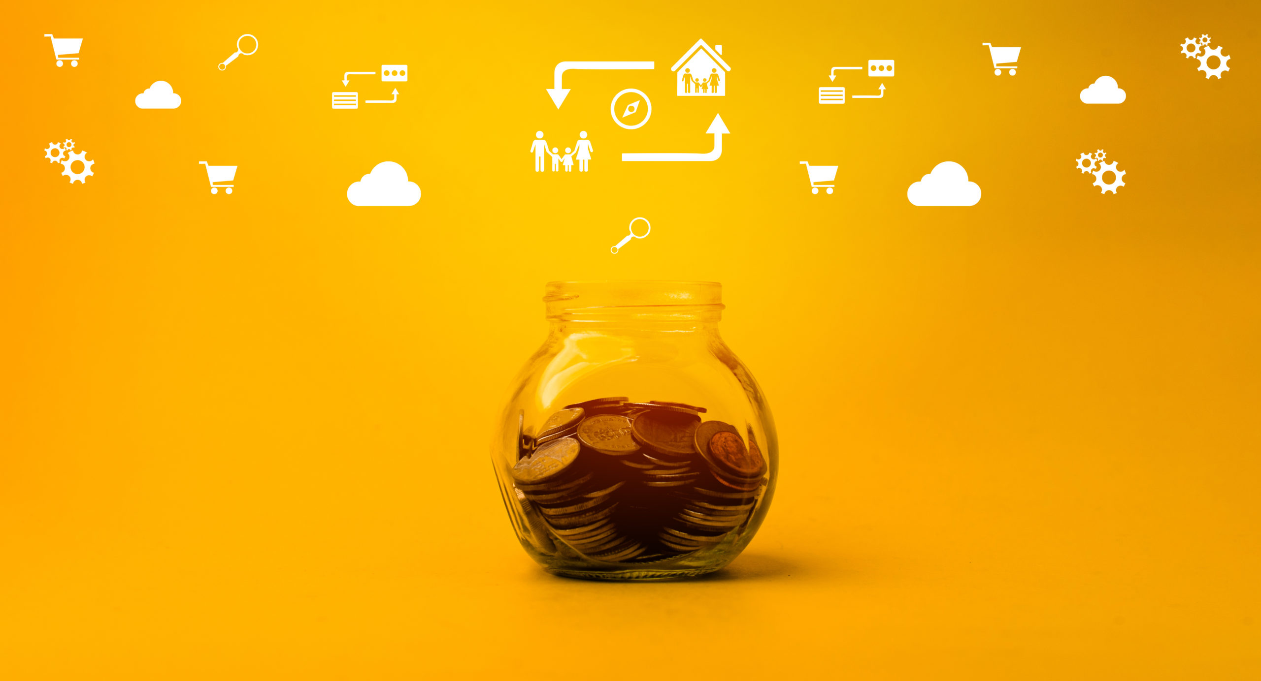 Coins in a glass jar