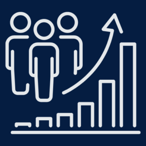 an icon showing a graph and a group of people - population - sample size