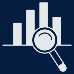 Graph and magnifying glass