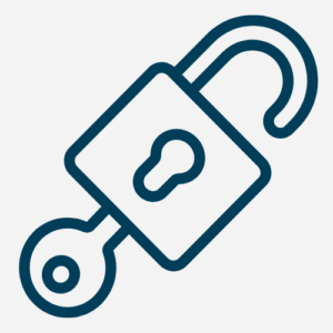 an open padlock with a key in it