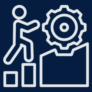 an icon of a person pushing a cog up a hill