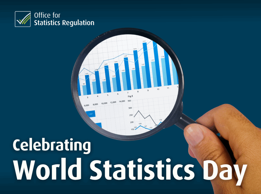 celebrating world statistics day - a magnifying glass with graphs