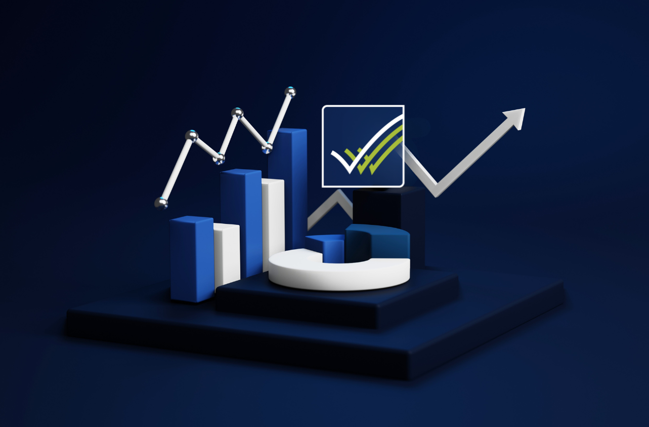 an abstract visual of data and graphs with the OSR logo