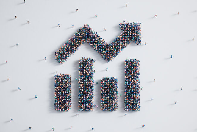 A statistical graph made up from the population - decorative