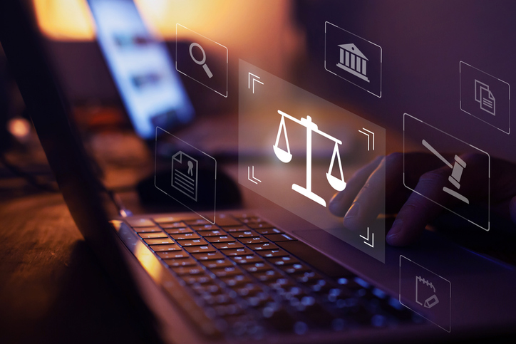 Decorative image. Laptop with icons